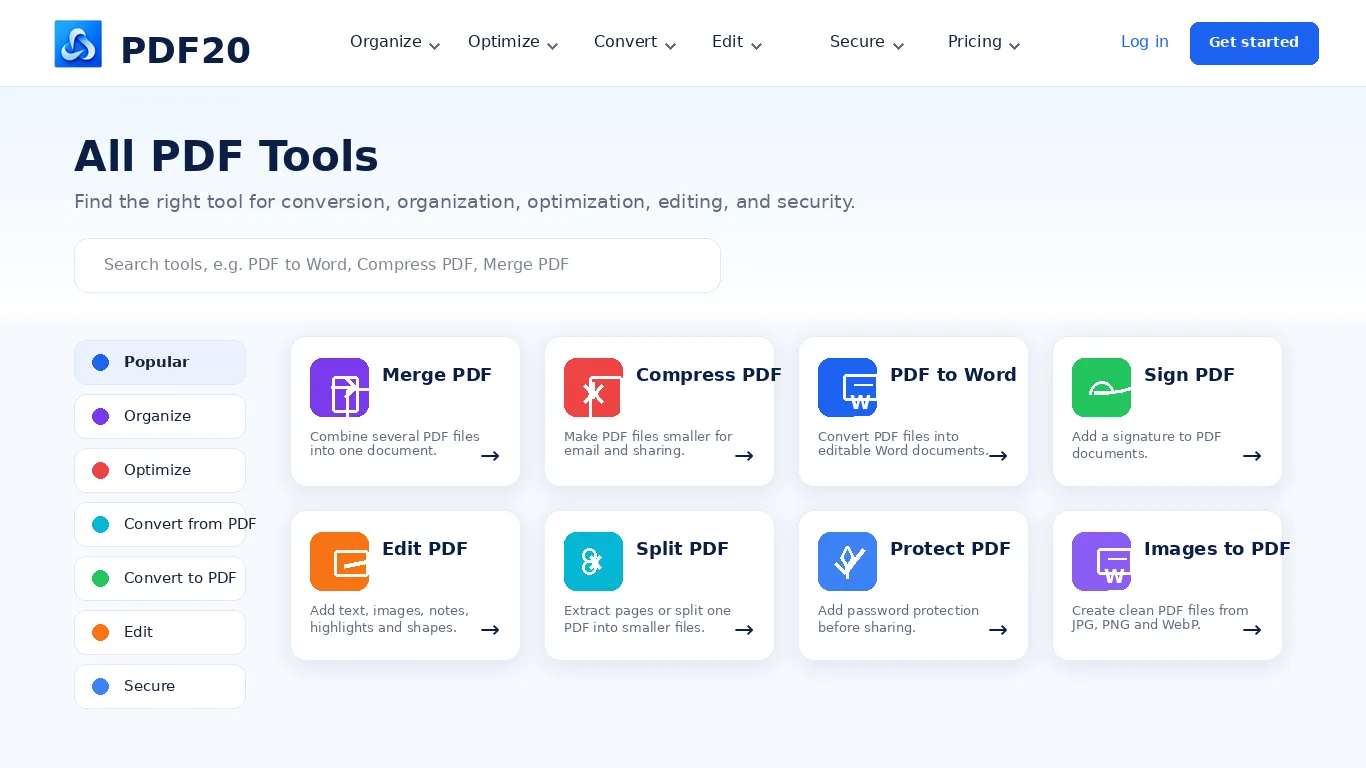 PDF20 Desktop App for Windows screenshot 1