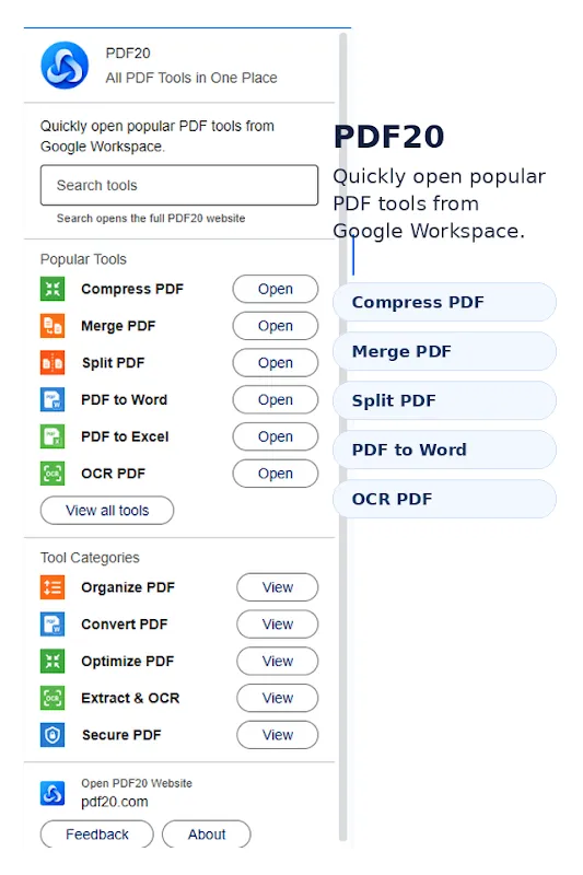 PDF20 Google Workspace add-on screenshot 1